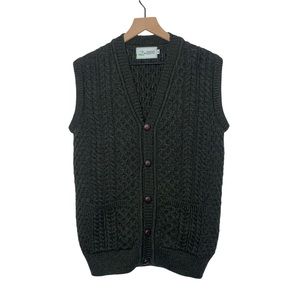 Original Aran Co. Green Merino Wool Sweater Vest